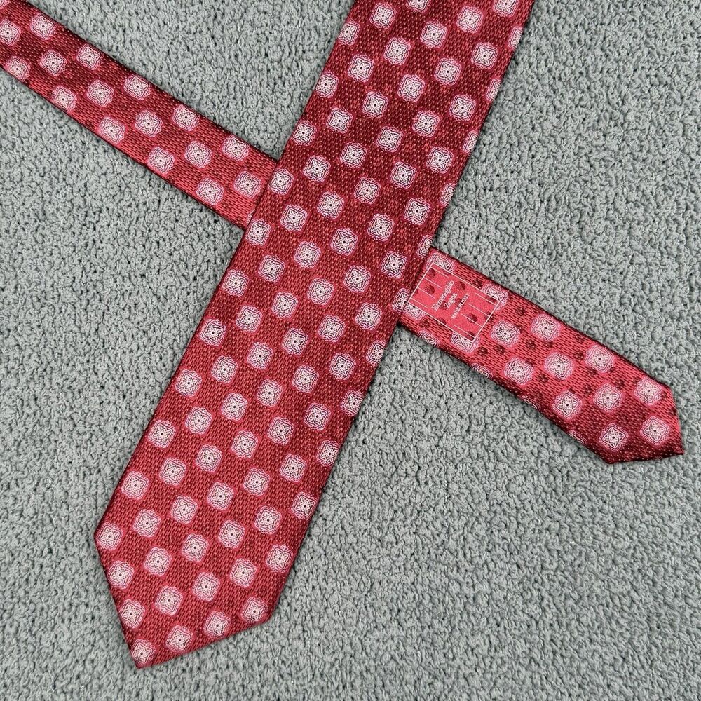 Ermenegildo Zegna Tie Red Silk Checkered Made In Italy Necktie Luxury
